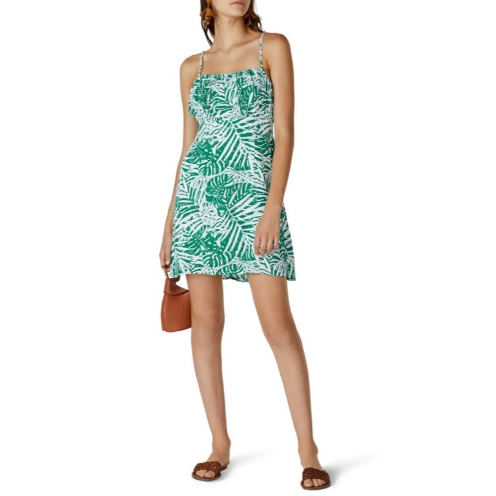 MINKPINK Feeling Fresh Green and White Leaf Print Mini Dress Size Medium